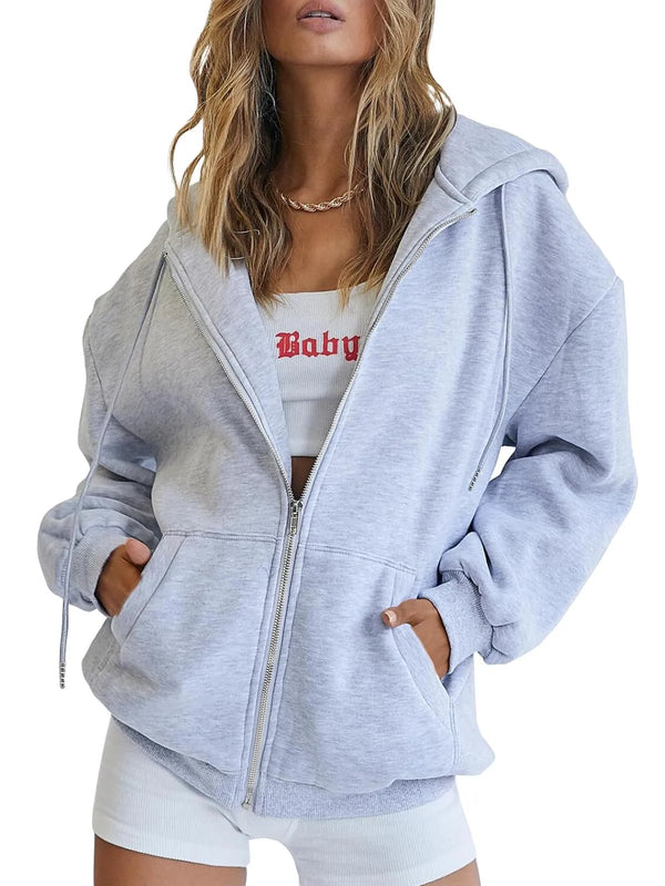 Winter Womens Zip Up Hoodies Oversized Sweatshirts(Buy 2 Free Shipping)