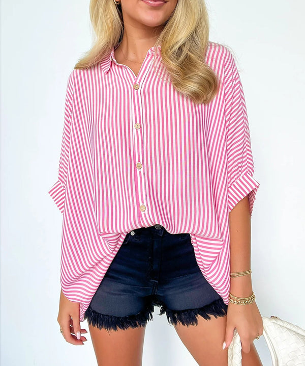 Black Friday Deals - Women's Oversized Striped Button-down Shirt (Buy 2 Free Shipping)